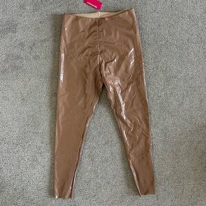 Commando Faux Patent Leather Leggings STL25 Cocoa Brown XL NWT High Rise Stretch